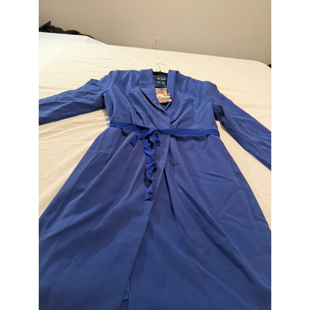 Spiegel Blue 80% Wool Blend Long Overcoat Womens Size 14 NEW - Picture 4 of 10